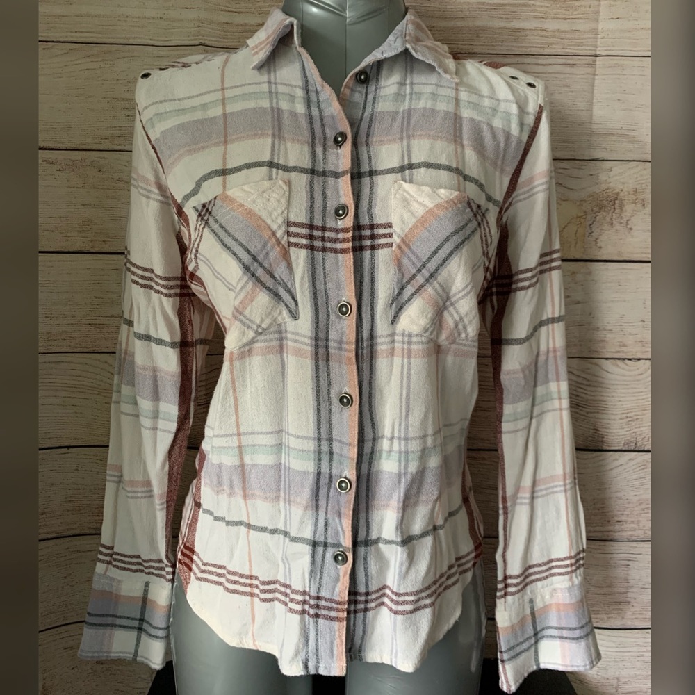 Free People Plaid Button Down